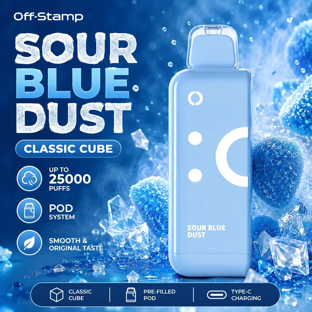Sour Blue Dust Off-Stamp X Classic Cube Pod 25K