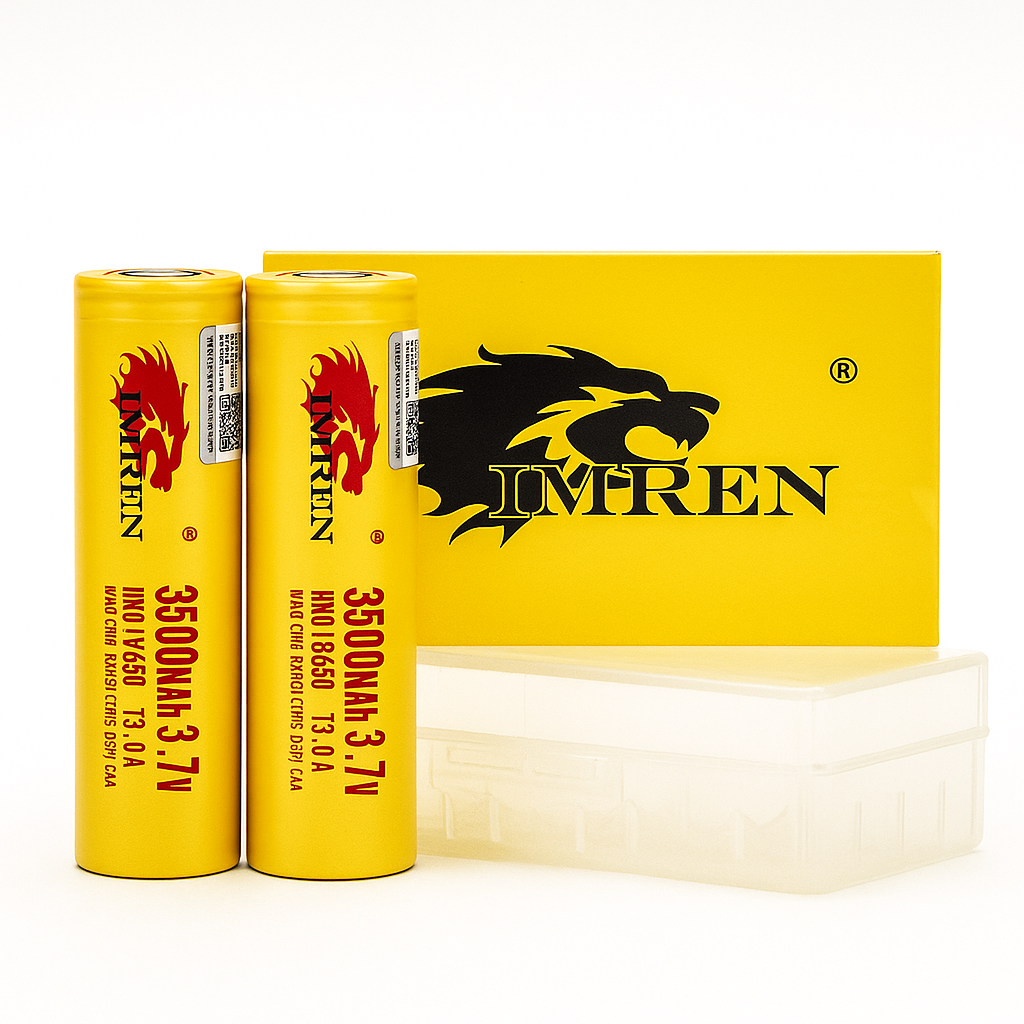 IMREN 18650 3500mah 30a (Flat Top/ GOLD) 2 PACK