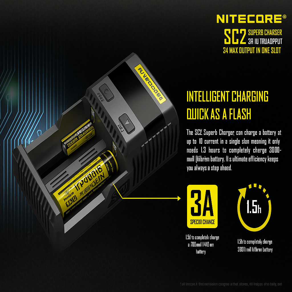 Nitecore SC2 Charger (3A Max Output)