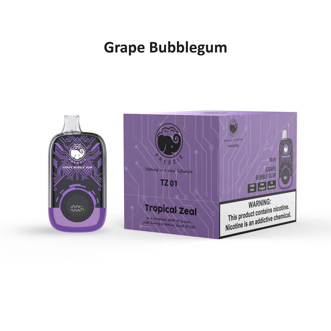 Grape Bubble Gum Vape – 15000 Puffs Disposable